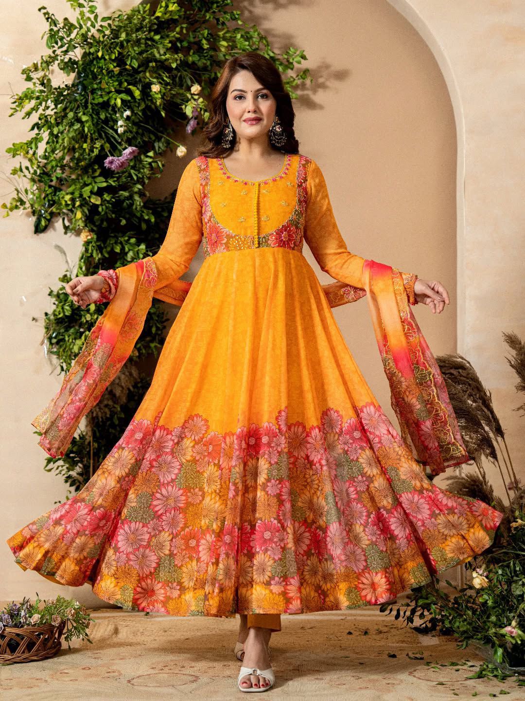 Maverick Fusion Embroidered Gown Set